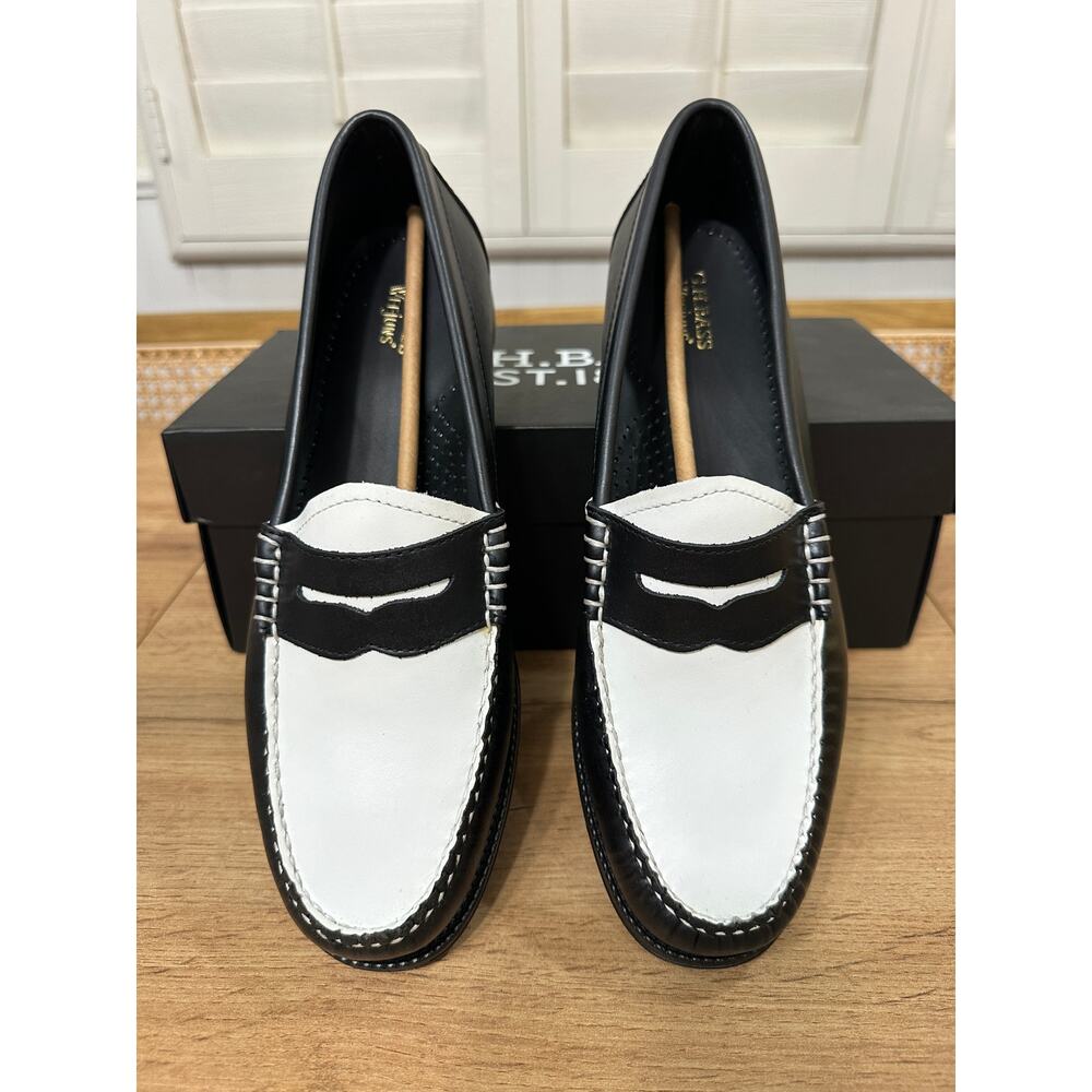 G.H.BASS & CO. Women's Whitney Easy Weejuns® Loafers Black White Leather 9.5 NIB - Picture 5 of 15